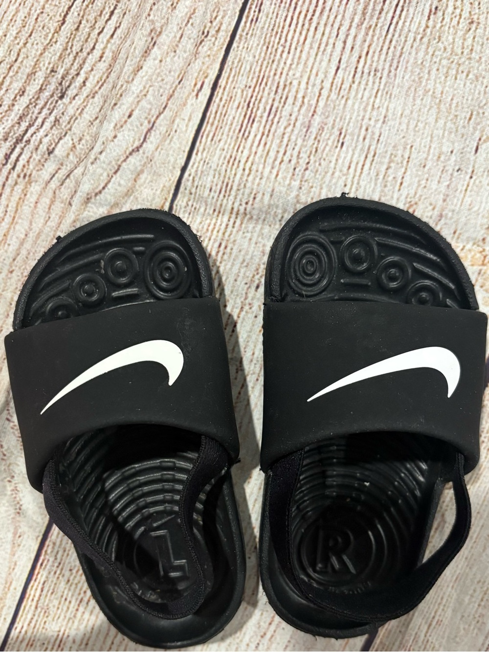 Nike Kawa Black Slides with White Swoosh